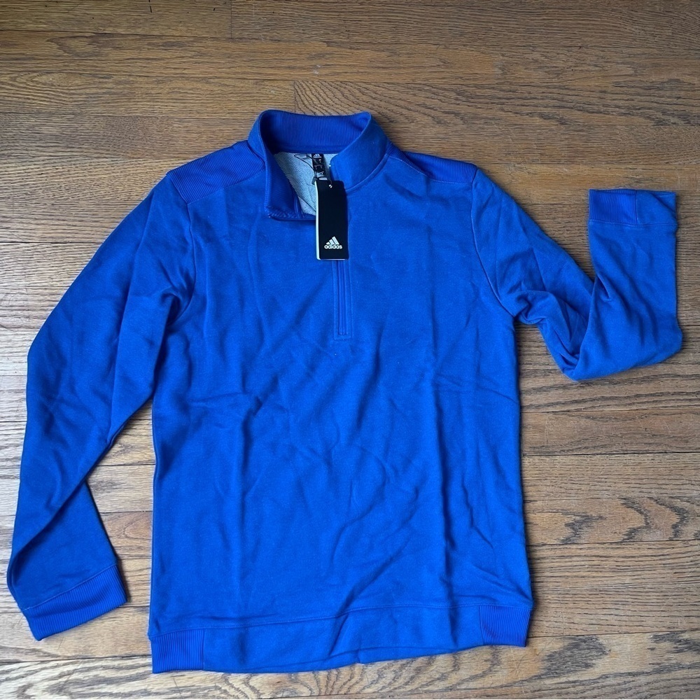 NEW Adidas Golf Mens Heath Layer Sweatshirt 1/4 Zip Royal Blue Size Small NWT
